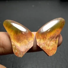 Natural Moss Agate Pair  Cabochon 28x18x5mm High Quality 18.5 ct (each)