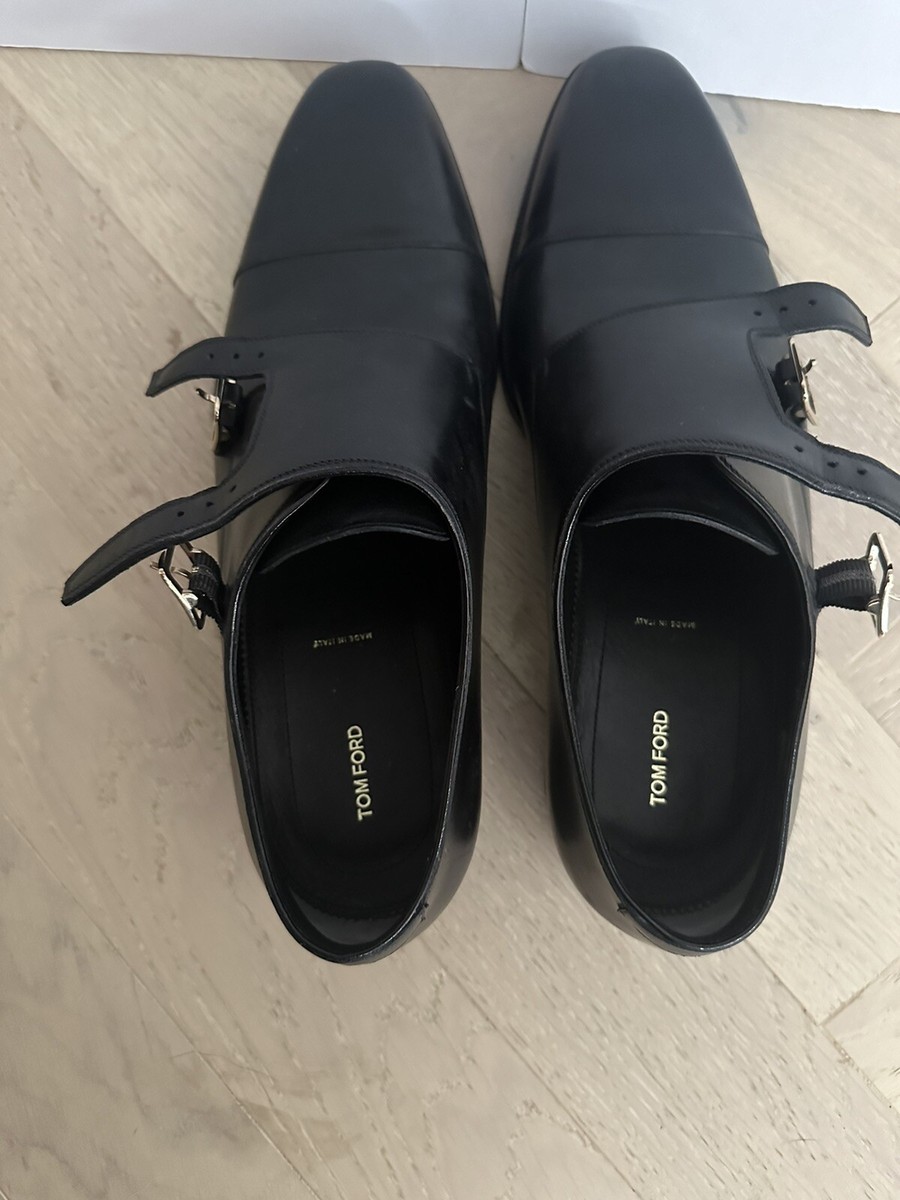 BURNISHED LEATHER ELKAN MONK STRAP TOM FORD Elkan Monk Strap in Black | FWRD main image 4