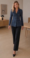 Theory Pant Suit Size 12 Two Piece Set Houndstooth Plaid Darwin Tweed Trecca EX