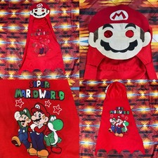 Vintage Mario Kids Mask Cape Facehood Eyes Super Mario World Luigi Yoshi