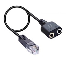 RJ9 to 3.5mm Female Plug Headset Jack Adapter Cable PC Dual 3.5mm Headset to ...