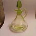 1930's Anchor Hocking Vaseline Uranium Glass Cruet W Stopper