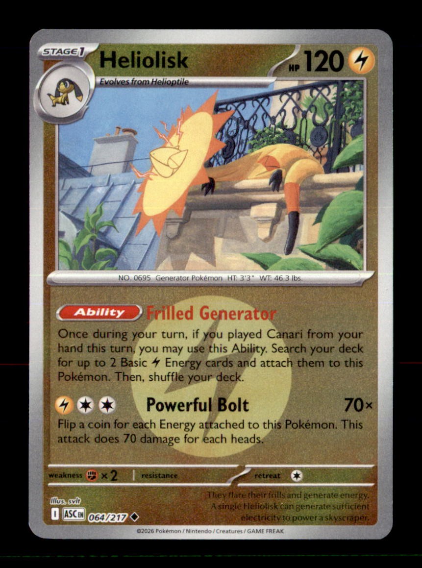Heliolisk (Energy Symbol Pattern 064/217 Ascended Heroes Pokemon Reverse Holo NM