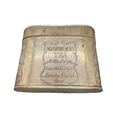 ENGLISH BREAKFAST TEA TIN With LID Storage Tin Silver Metal