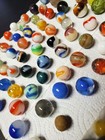 Antique Leather Drawstring Pouch BAG of OVER 100 Vintage GLASS MARBLES One Clay? — photo 6