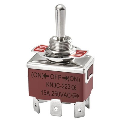 Metall Kipptaster DPDT Momentan (EIN)/AUS/(EIN) 3 Position 15A 250VAC 6 Tab