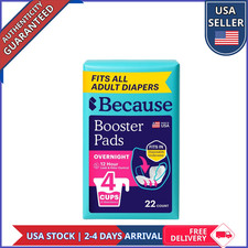 Because Overnight Booster Pads Adult Diaper Inserts 22 Count Extra Absorbency Up