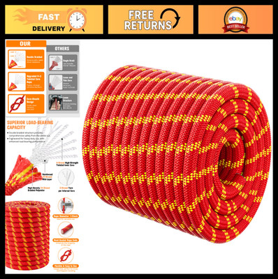 Heavy Duty 1/2'' x 150ft Double Braided Rigging Rope - 48 Strands for Arborist, R