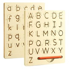 Double-Sided Wooden Alphabet Tracing Board for Kids Ages 3-8 - Learning Made Fun
