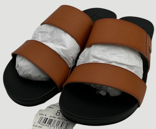 Reef Cushion Vista Women's Size 8 Cognac/Black Slip On Sandals NWOB
