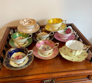 FANTASTIC GROUP 8 PARAGON SALISBURY VINTAGE TEA CUPS SAUCERS FLOWERS ETC