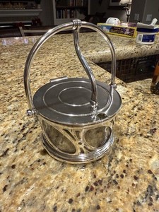 Broggi Classica Collection Silver Plated Hinged Grated Cheese Glass Sugar Bowl