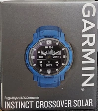 NEW Garmin Instinct Crossover Solar Rugged GPS Watch Tidal Blue 010-02730-12