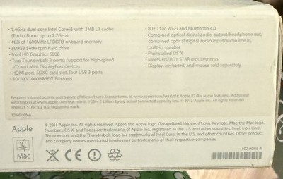 Apple Mac mini (500GB HDD, Intel Core i5, 1.40GHz, 4GB) Mini PC Desktop White -