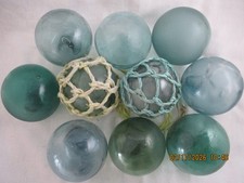 10 Vintage Alaskan Beach Combed Japanese Glass Floats.
