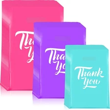 300 Pcs Thank You Merchandise Bags 3 Size Shopping Bags for Business with Han...