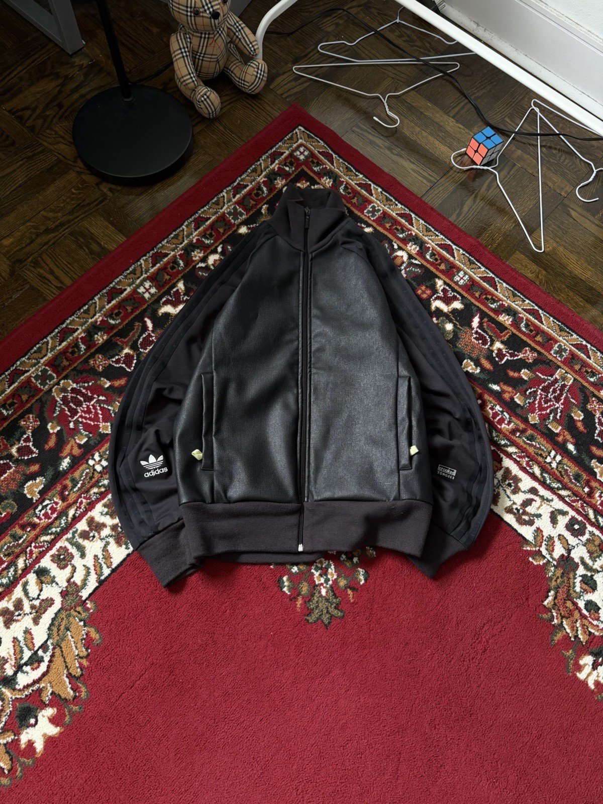 Vintage Adidas Crooked Tongues BK3 Adicolor Black Series Track Bomber Jacket S