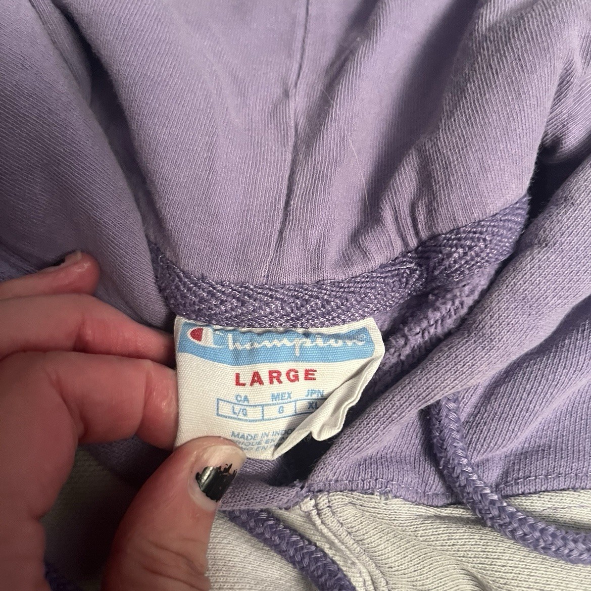 Champion Men Patchwork Pullover Hoodie Purple-whi… - image 3