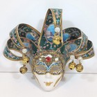 Venetian Jester Mask Set 3pc Ceramic Gold Bells Ribbon Wall Decor Art Italy