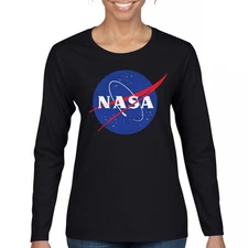NASA Meatball Logo Women's Long Sleeve T-shirt American Astronaut Space Stars
