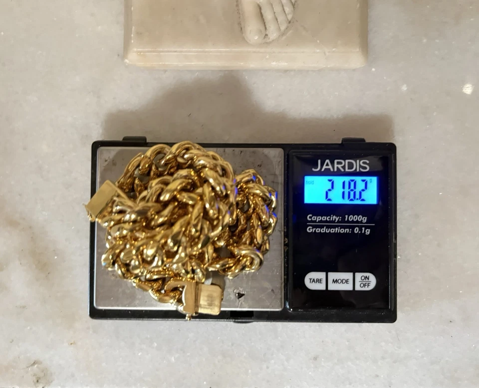 "Cadena cubana de oro hipoalergénico de 14 mm 22"" - pesada 218 g, cierre de Italia" Foto 4 de 4