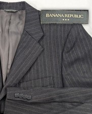 Banana Republic Jacket Gray Pin Stripe Wool Sport Coat Blazer 42R Slim 3 Button