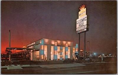 c1960s ANAHEIM, California Postcard COSMIC AGE LODGE Harbor Blvd. / Disneyland