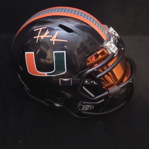 FRANK GORE SIGNED AUTOGRAPH MIAMI HURRICANES BLACK MINI HELMET SPEED BECKETT BAS - Picture 2 of 4