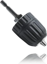 Keyless Drill Chuck 0.8-10mm 3/8-24 UNF Impact Adapter with 1/4 in Hex Shank