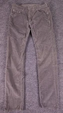 Levis 512 Pants Mens 30x32 Gray Corduroy Slim Taper 5-Pocket Stretch Red Tab