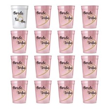 Tazas de despedida de soltera tribu novia y novia - 16 paquetes, 16 onzas, despedida de soltera