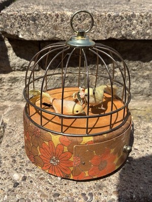 Swinging Bird Automation im Käfig - Retro Musical mit ausziehbarer Schublade