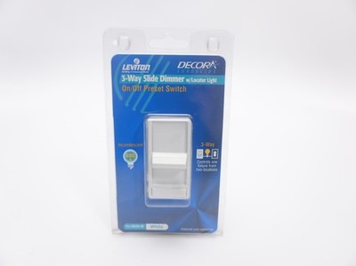 Leviton 600Watt 3-Way Incandescent Slide Dimmer W Light & On/Off White NEW 6633W