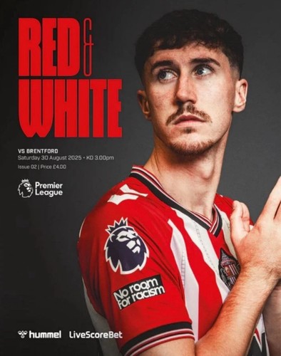 SUNDERLAND v BRENTFORD 30.8.25 Programm und Mannschaftsblatt