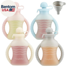 4 Pack Reusable Baby Food Pouches with Double Handles, Silicone Squeeze Pouches
