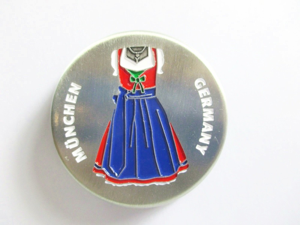 Munich bottle opener with magnet metal souvenir crown cap look dirndl