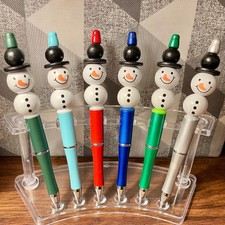 Snowman Beaded Pens - Festive Handmade Holiday Writing Pens