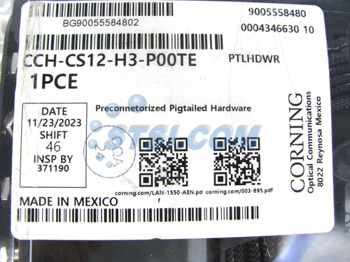 Corning CCH-CS12-H3-P00TE Pigtailed Splice Cassette, 12 Fiber ST OM3 Aqua ~STSI - Picture 3 of 4