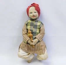 Vintage Cloth Snake Charmer Doll Hand Painted Face Made In India