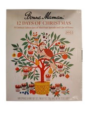 NOS Bonne Maman 2022 12 Days of Christmas 11 Mini Jars of Fruit Spread, 1 Honey