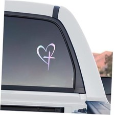 Love Cross Sticker Decal, Love Heart Sticker Decal, Vinyl Car Multicolored