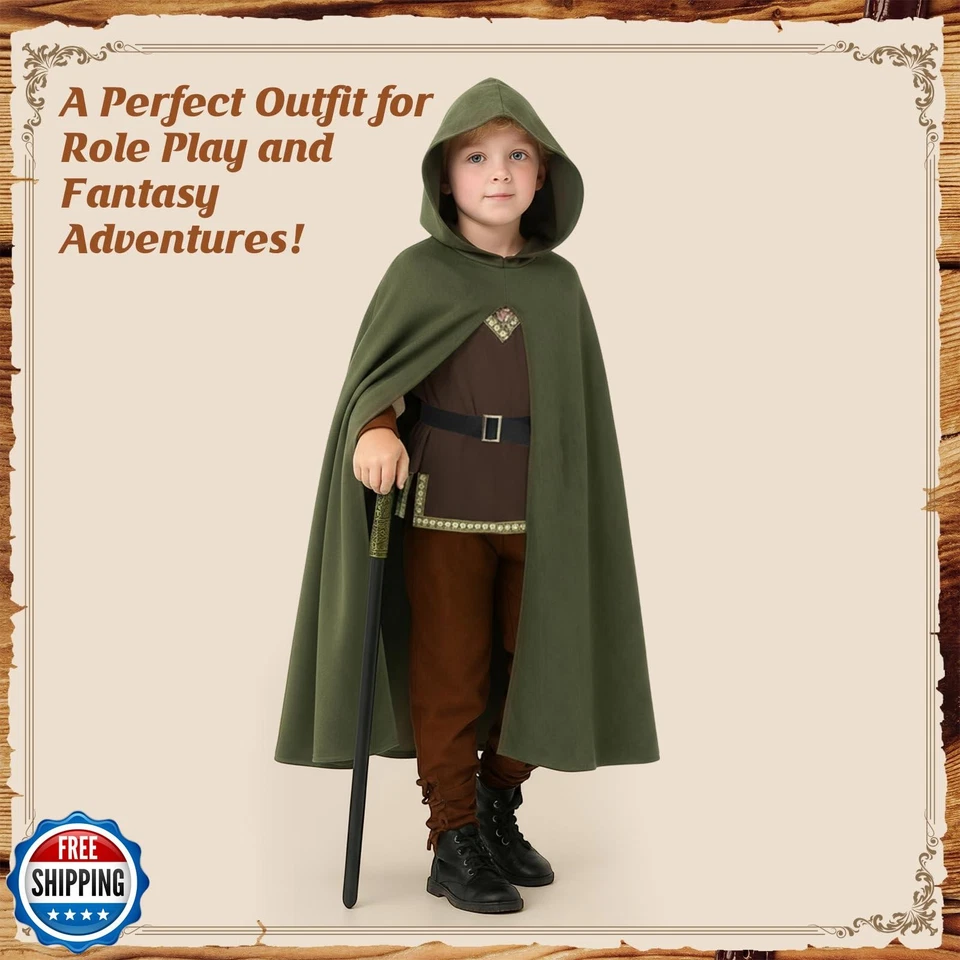 Yearntown 3 шт. детский костюм рыцаря эпохи Возрождения для Хэллоуина, средневековый плащ Hoo - Изображение 4 из 4