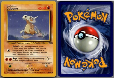 first edition cubone pokemon card 1999 Pokemon, Jungle, #50/64 Cubone, Common