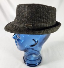 Stetson All American Wool Poly Blend Fedora Hat Gray Black Size Medium
