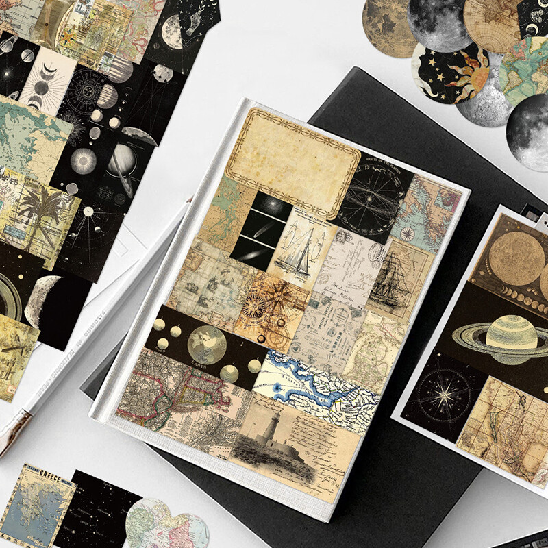 50Pcs Vintage Planet World Map Series Sticker Fashion DIY Decoration ...