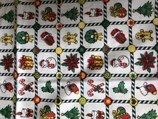 Square Christmas Motif Cotton Fat Quarter Snowman Christmas Tree Gingerbread