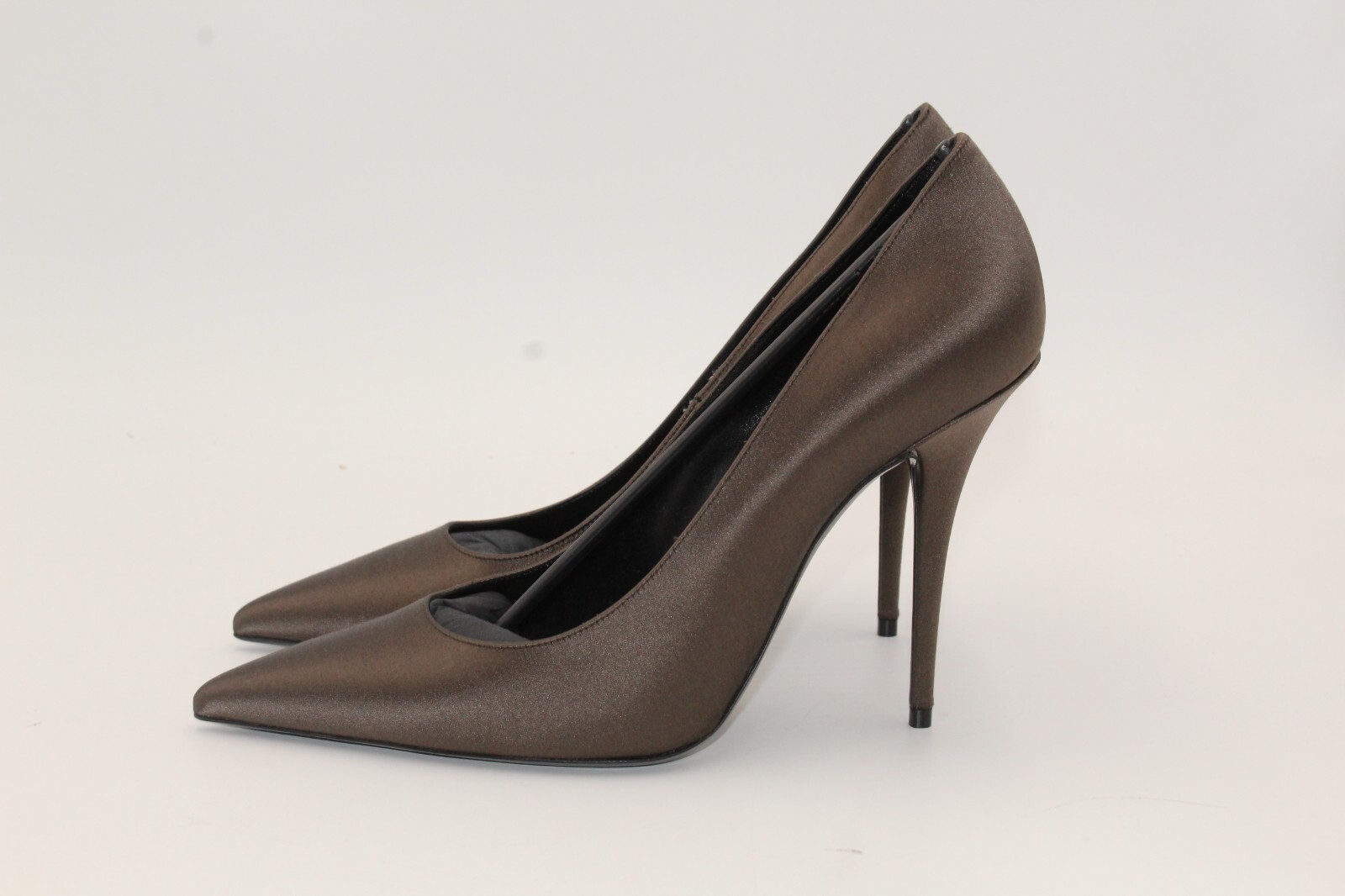 NUOVO con pompa COA Saint Laurent raso instinct marrone arrosto taglia 38 5 US 8 5