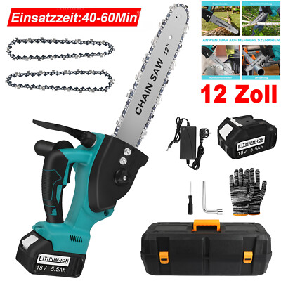 12 Zoll Elektro Kettensäge Akku Motorsäge Baumsäge mit 5,5Ah Akku Für