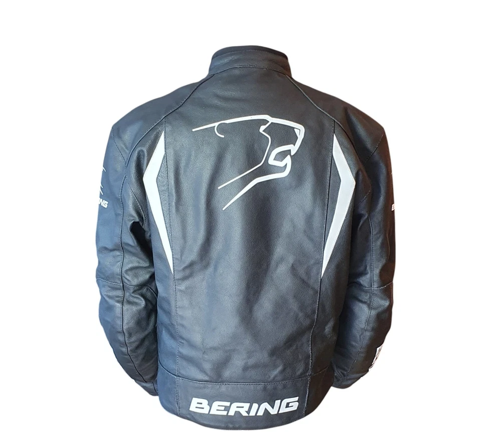 Bering AC3 Black/White 100% Cow Leather Motorcycle Jacket Men's Sz L Safety Pads - Image 4 of 4