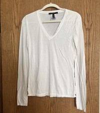 BCBG Maxazria Long Sleeve Top - White - Size Medium